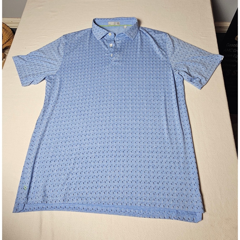 tasc Performance Mens Blue Micro Print Polo Shirt TM774 Spring 2024 Large